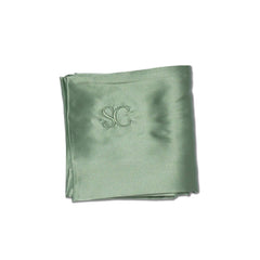 Silk Closet pistachio green silk pillowcase for smooth skin and healthy hair. Folded.