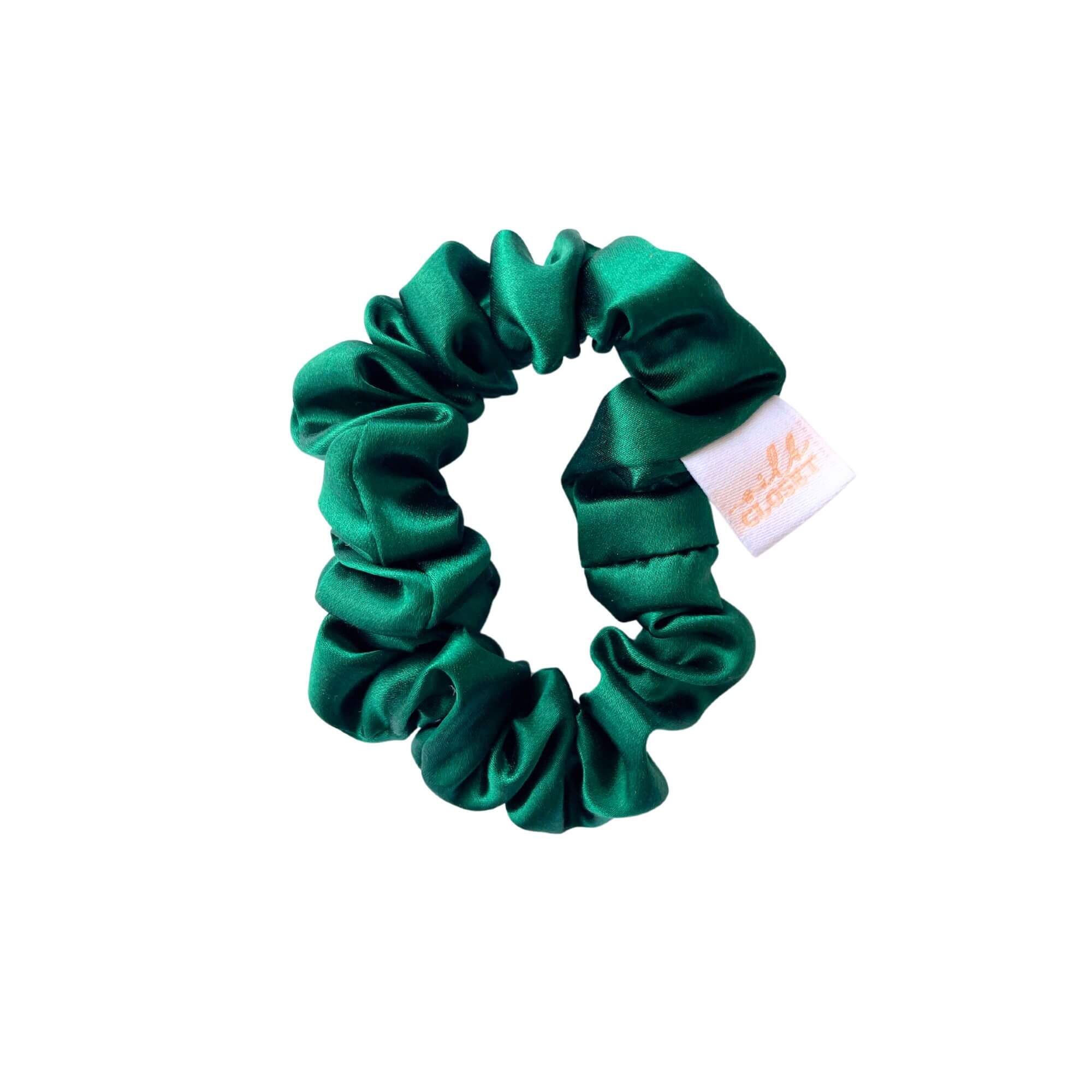 Pure silk green hair scrunchie