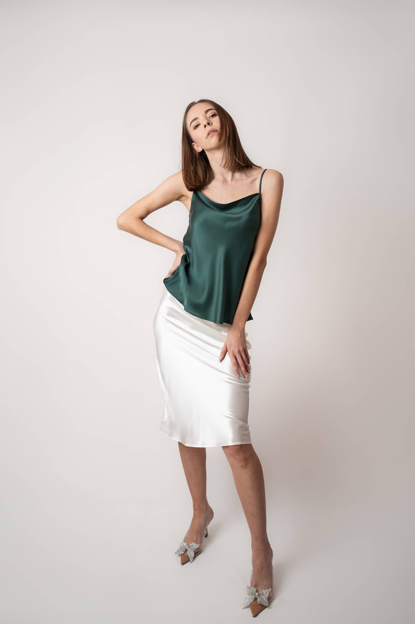 Ivory layered skirt best sale