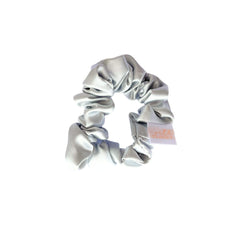 Silk Closet silver silk scrunchie. Gentle on hair